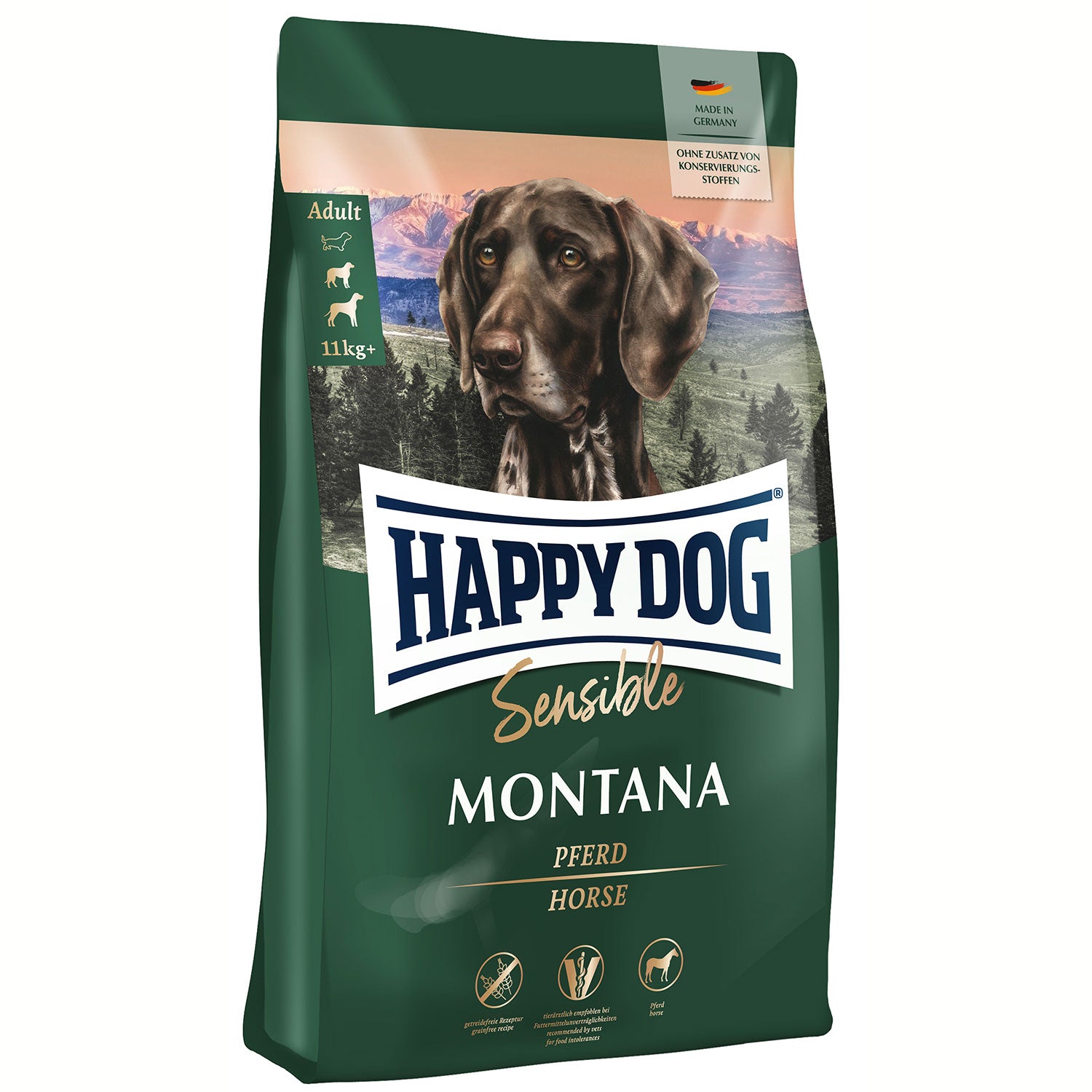 Happy Dog Sensible Montana 馬肉 ドライフード10kg Happy Dog Sensible Montana – Pferd & Kartoffel, getreidefrei