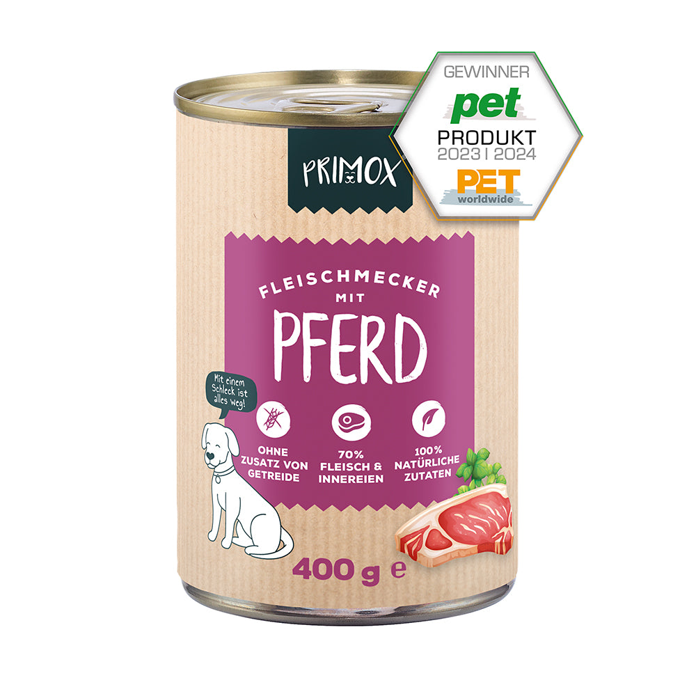 Primox Nassfutter mit Pferd  Getreidefreies Premium-Hundefutter