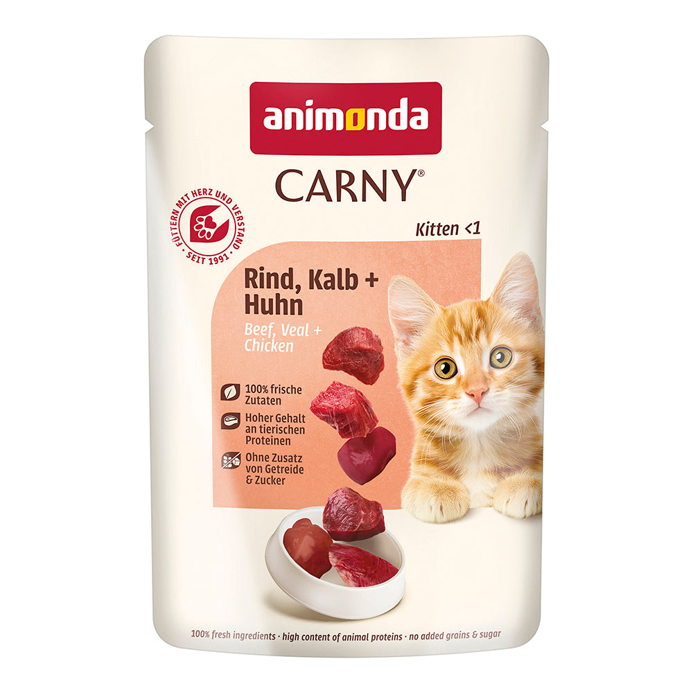 Animonda Carny Kitten Rind, Kalb &amp; Huhn 85 g Pouch Katzen-Nassfutter