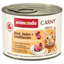 Animonda Carny Adult Rind, Huhn + Entenherzen 200 g Katzen-Nassfutter