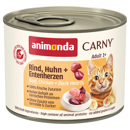 Animonda Carny Adult Rind, Huhn + Entenherzen 200 g Katzen-Nassfutter