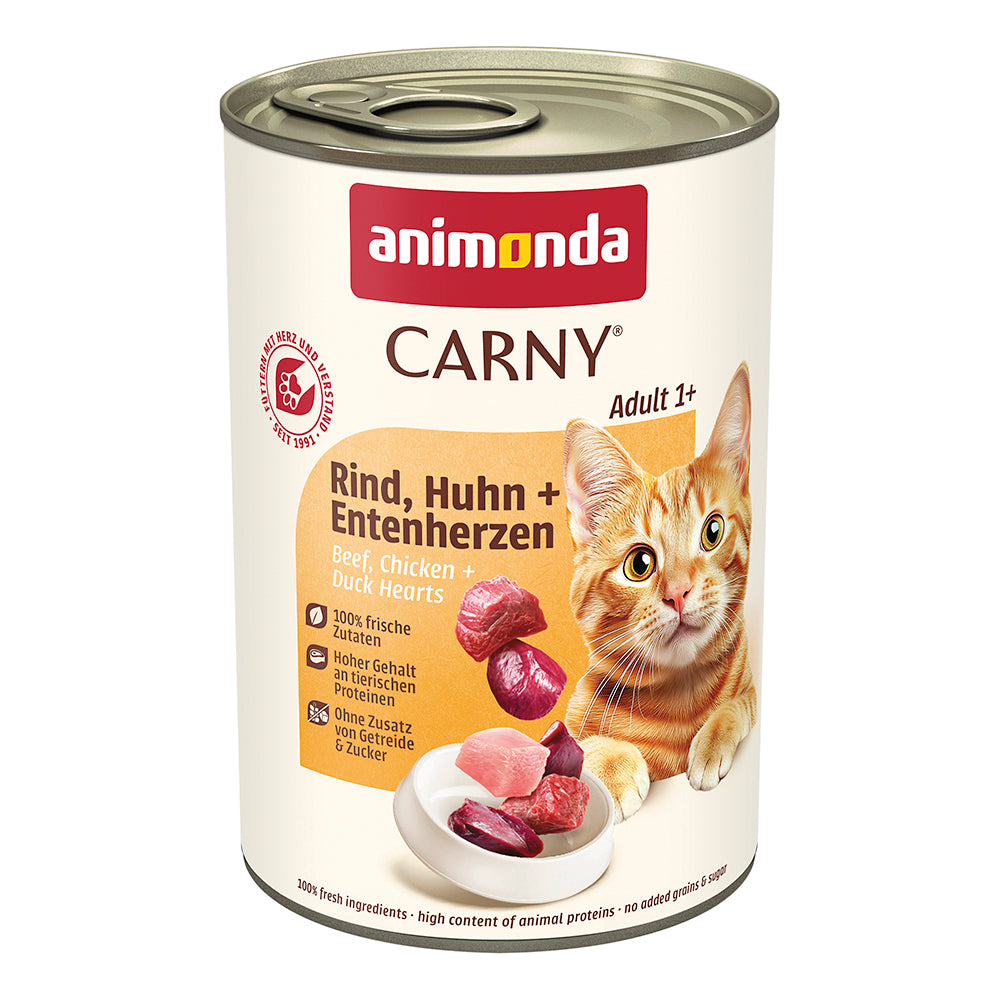 Animonda Carny Adult Rind, Huhn + Entenherzen 400 g Katzen-Nassfutter