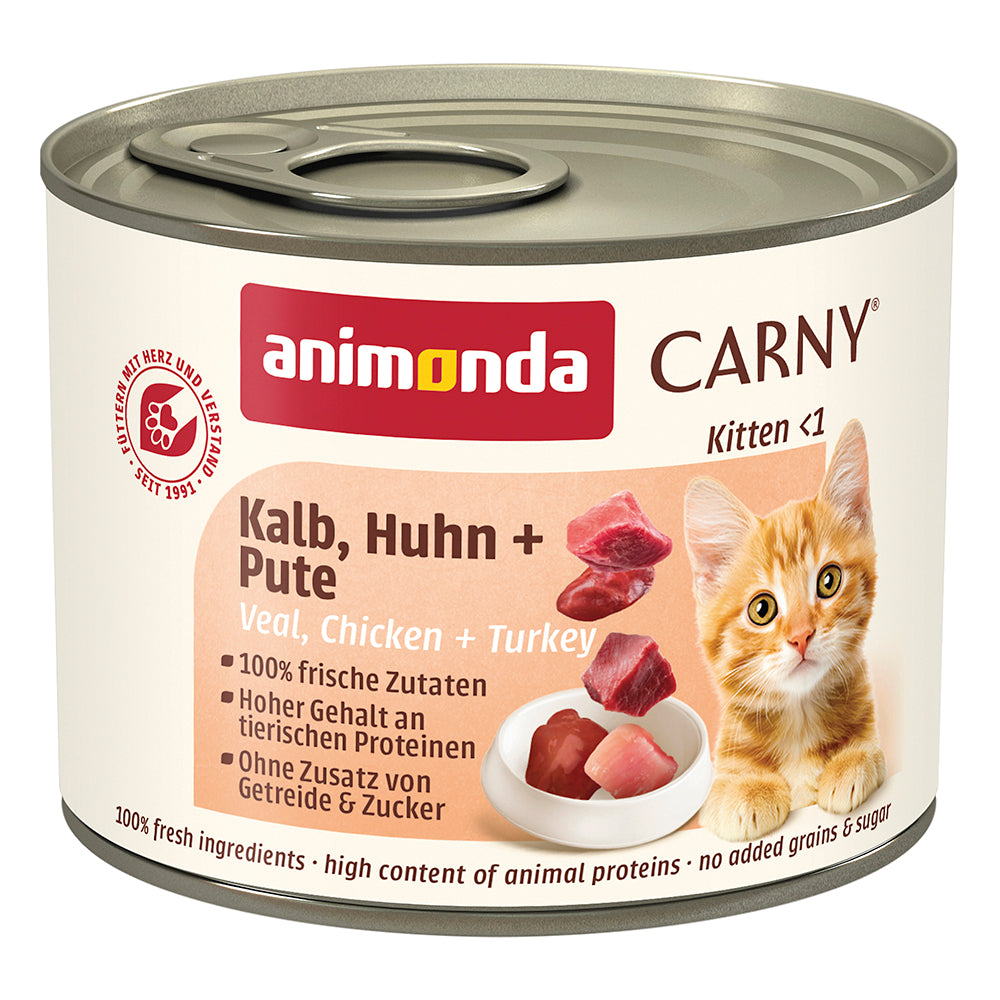 Animonda Carny Kitten Kalb, Huhn &amp; Pute 200g Katzen-Nassfutter