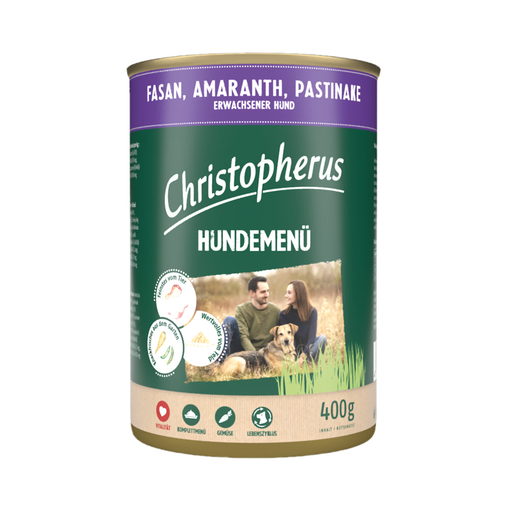 Christopherus Hundemenü mit Fasan, Amaranth &amp; Pastinake 400g