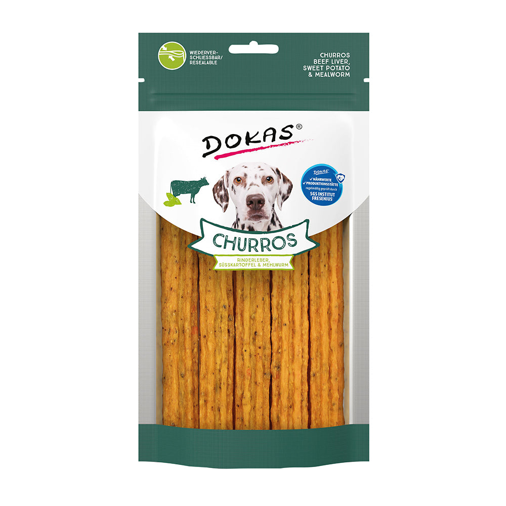 Dokas Churros mit Rinderleber, Süsskartoffel &amp; Mehlwurm 150g