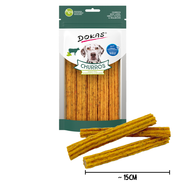 Dokas Churros mit Rinderleber, Süsskartoffel &amp; Mehlwurm 150g offen