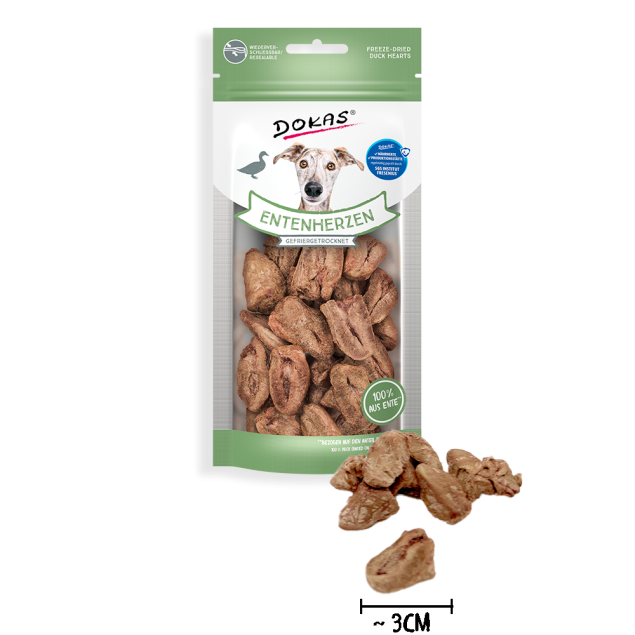Dokas Dog Entenherzen, gefriergetrocknet, 22g offen