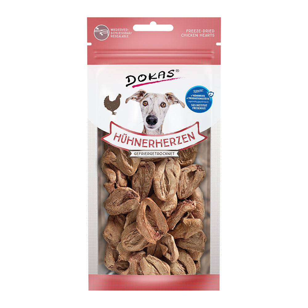 Dokas gefriergetrocknete Hühnerherzen 22g