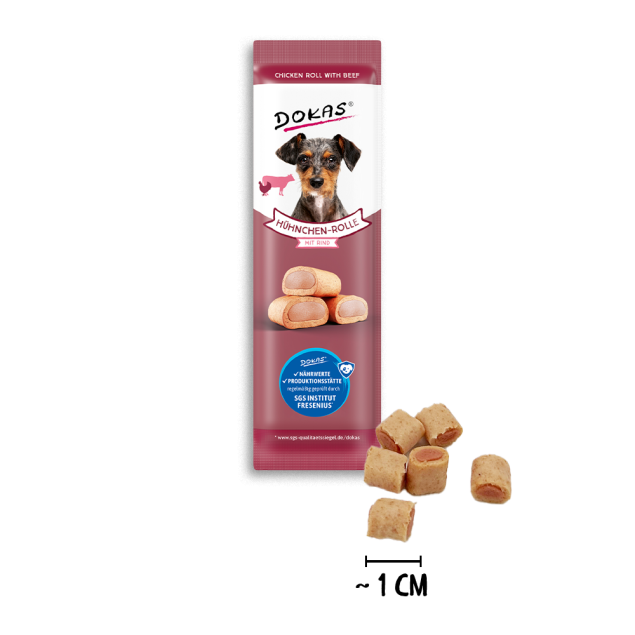 Dokas Hühnchen-Rolle mit Rind offen