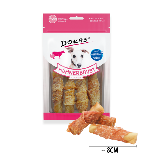 Dokas Hühnerbrust Kaurolle 90g offen