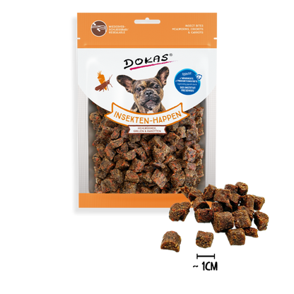 Dokas Insekten-Happen mit Mehlwürmern, Grillen &amp; Karotten offen