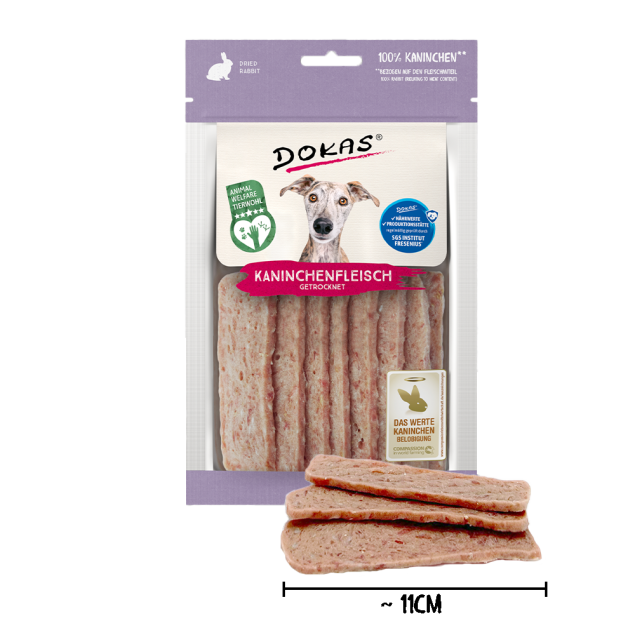 Dokas Kaninchenfleisch getrocknet 70g offen