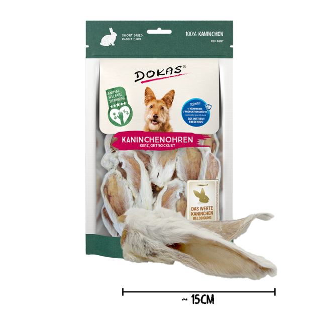 Dokas Kaninchenohren mit Fell getrocknet 100g offen