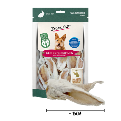 Dokas Kaninchenohren mit Fell getrocknet 100g offen