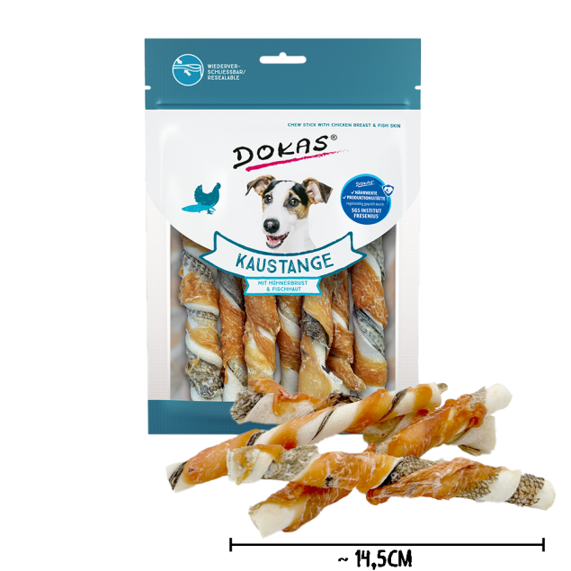 Dokas Kaustange mit Hühnerbrust &amp; Fischhaut 170g offen