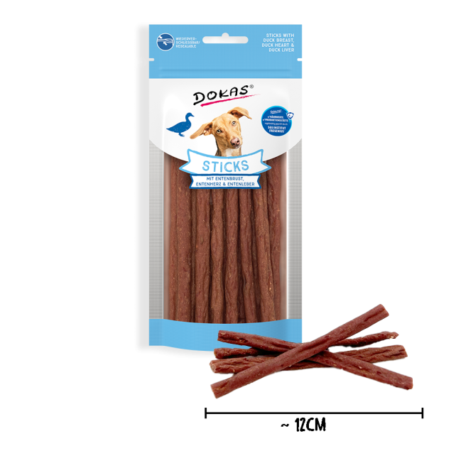 Dokas Sticks mit Entenbrust, Entenherz und Entenleber 60g offen