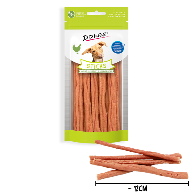 Dokas Sticks mit Hühnerbrust &amp; Hühnerherz offen