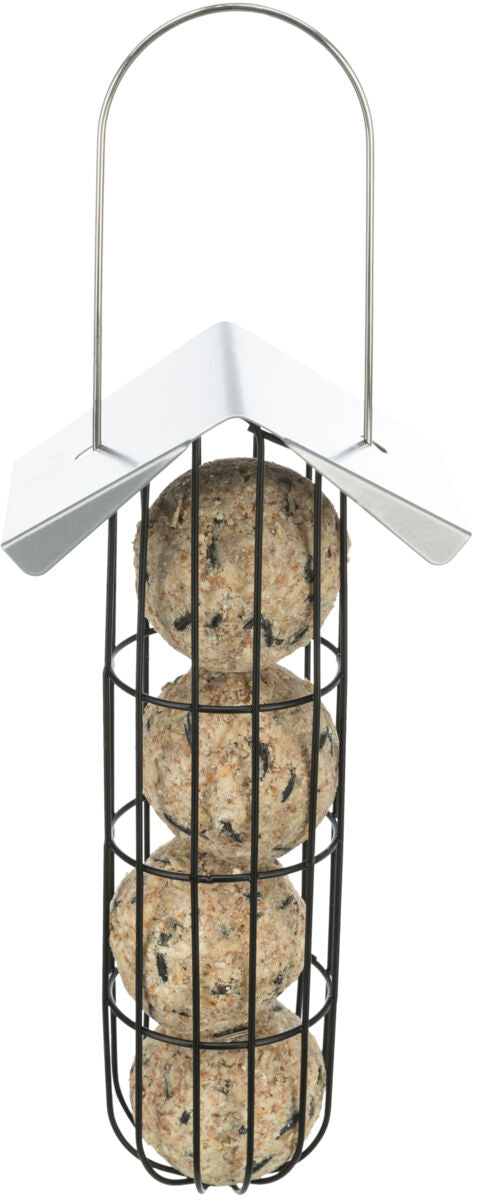 Meisenknödelhalter mit Dach, silber 11×25×10cm befüllt