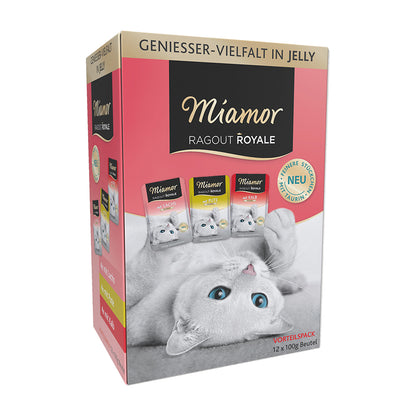 Miamor Ragout Royale in Jelly Pute, Lachs, Kalb Multibox 12x100g