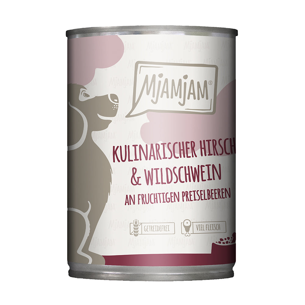 MjAMjAM kulinarischer Hirsch &amp; Wildschwein an Preiselbeeren 400g