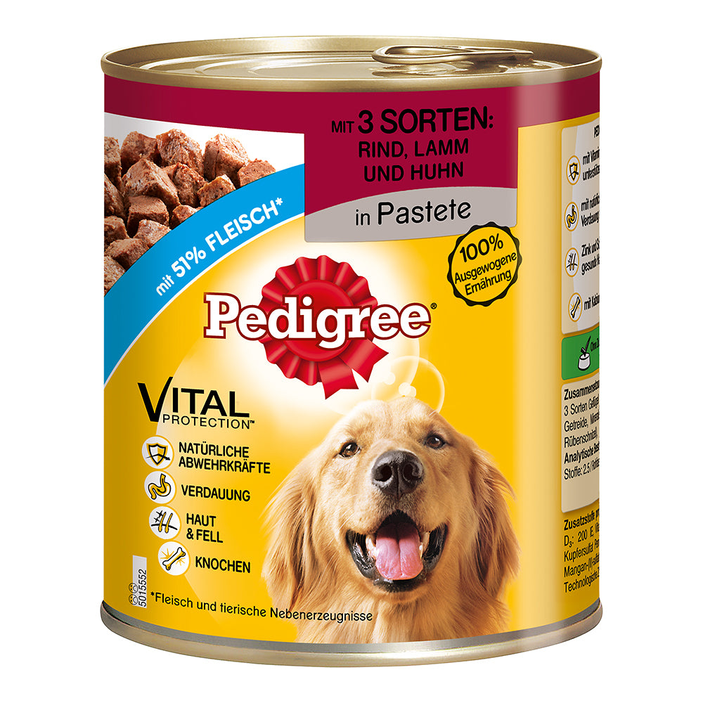 Pedigree Classic Rind, Lamm &amp; Huhn in Pastete 800g