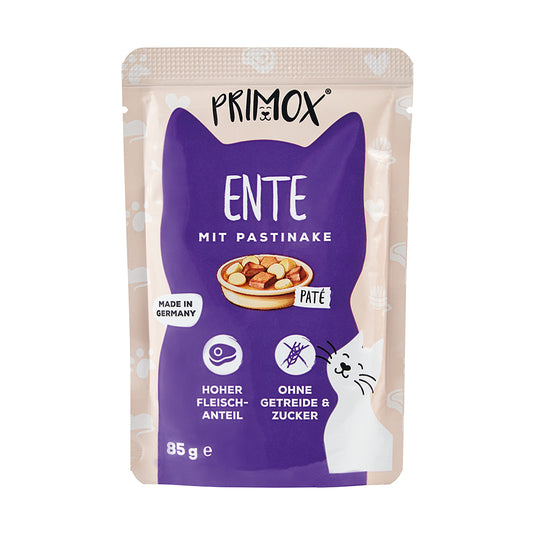 Primox Katzennassfutter Ente Pouch, 85g