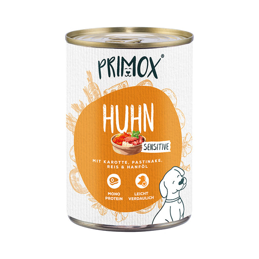 Primox Nassfutter Huhn mit Möhre, Pastinake &amp; Reis, 400g